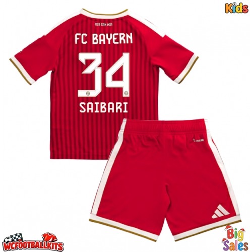 Bayern Munich Ismael Saibari #34 Replica Home Stadium Kit for Kids 2026-27 Short Sleeve (+ pants)